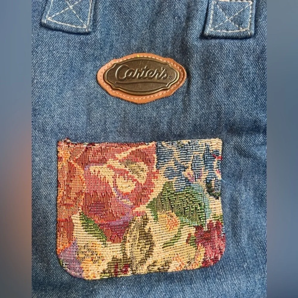 Vintage Carter's Denim Floral Jacquard Mini Diaper Bottle Bag